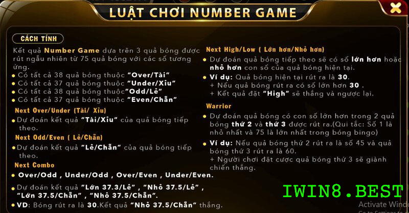 Chia sẻ những cách đặt cược trong Number game Iwin